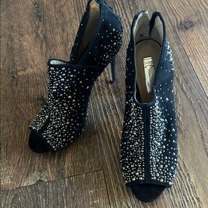 INC International Concepts Black Crystal Peep-Toe Ankle Booties